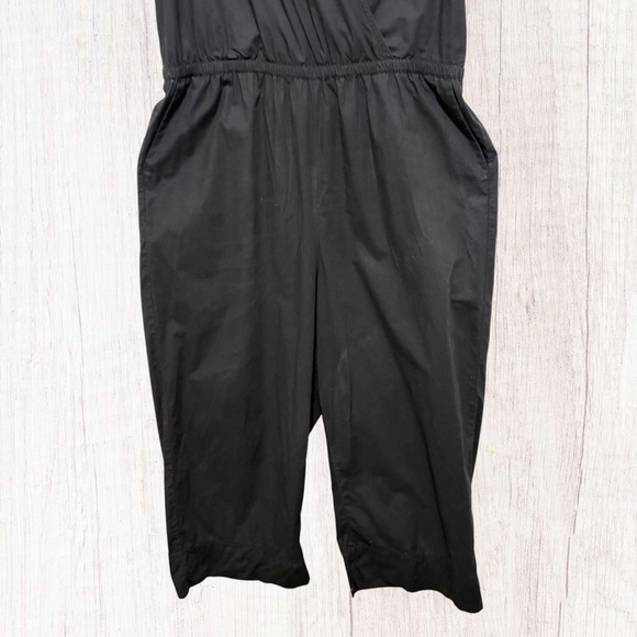 ❌SOLD❌J.CREW Ruffle Stretch Cotton Poplin Wide Leg Cropped Jumpsuit in Black - Picture 4 of 10